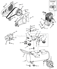 Page A Diagram and Parts List for VT623103 1997 Campbell Hausfeld Compressor